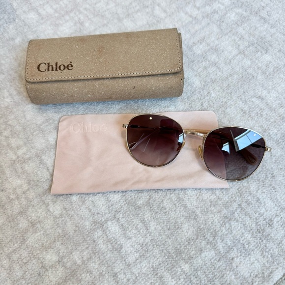 Chloe Gold and Brown Designer Glasses with Elegant Detailing